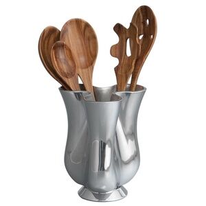 nambe Tulip Tool Jug with 5 Piece Kitchen Tool Set | Utensil Holder for Counter
